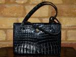 Black crocodile skin bag with handles
