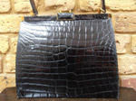 Large black crocodile skin bag
