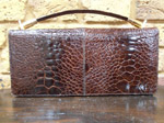 Mid brown alligator skin bag plus strap