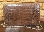 Brown/grey crocodile skin clutch bag