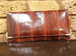 Mid brown snakeskin clutch bag