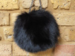 Black fox fur bag on chain
