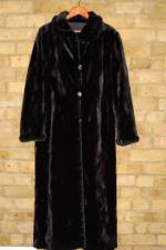Black reversible sheared mink coat with full mink collar