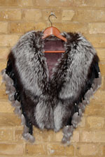 Silver fox cape with tassles