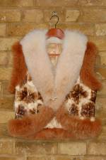 Tan sheared mink and fox gilet