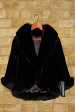 Black sheared rabbit jacket with fox trim