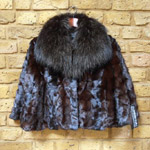 Black short mink jacket with raccoon collar