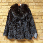 Brown mink jacket with raccoon collar