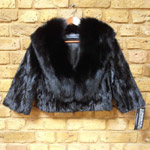 Black cropped mink jacket with fox collar