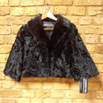 Black cropped lamb jacket with fox collar