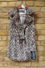 Grey/brown mink print drawstring gilet