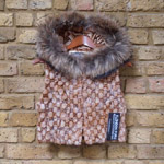 Whiskey mink cropped gilet with hood