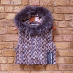 Grey/brown cropped mink gilet with hood