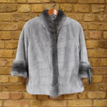 Grey sheared mink jacket wth full mink collar