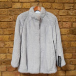 Light blue etched mink jacket with mink collar