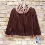 Mid-brown sheared mink jacket with whiskey mink trim