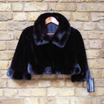 Black cropped sheared mink jacket
