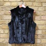 Black reversible fitted mink gilet