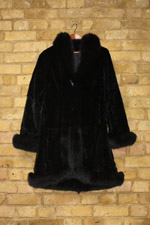 Black reversible rex coat with fox trim