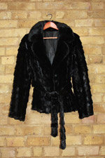 Black mink jacket with belt