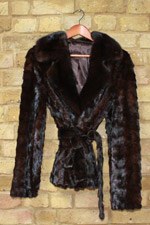Dark brown mink jacket with belt