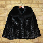 Black mink jacket with fox collar