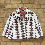 Brown/white cropped mink jacket