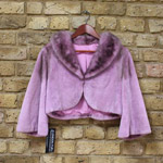 Pink cropped fur jacket with mink collar