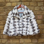 Grey/white cropped mink jacket