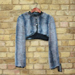 Denim cropped fur jacket