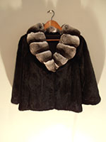 Short mink jacket with chinchilla collar