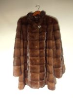 Mid brown mink jacket with drawstring
