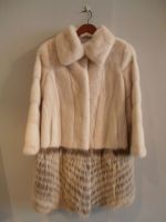 Pearl mink coat with feathered raccoon bottom 