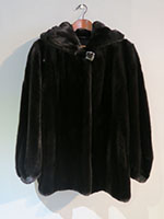 Black mink swing jacket with hood