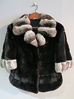 Black Danish mink jacket with chinchilla collar and trim 