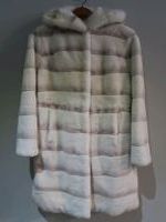 Natural white Rex coat with mink trimmed hood 