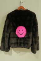 Danish mink jacket with bright pink smiley