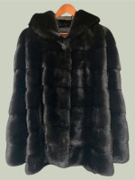 Black Saga mink jacket with hood