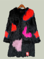Black fox fur jacket with colours