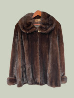 Pre-owned Italian dark brown mink swing jacket