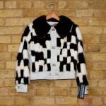 Cream mink and leather jacket