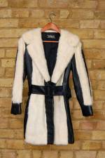 Black/cream mink and leather jacket