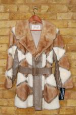 Brown/cream mink and leather jacket