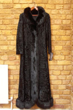 Vintage broadtail lamb coat with fox trim