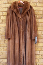 Pre-owned mid-brown mink coat with sable collar