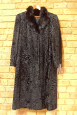 Vintage black lamb coat with fox collar