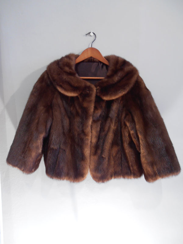 Relined mid brown mink cocktail jacket