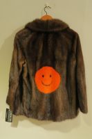 Mid brown vintage mink jacket with orange mink smiley