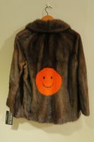 Mid brown vintage mink jacket with orange mink smiley