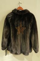 Mahogany mink jacket with leopard print star and Pucci silk lining
